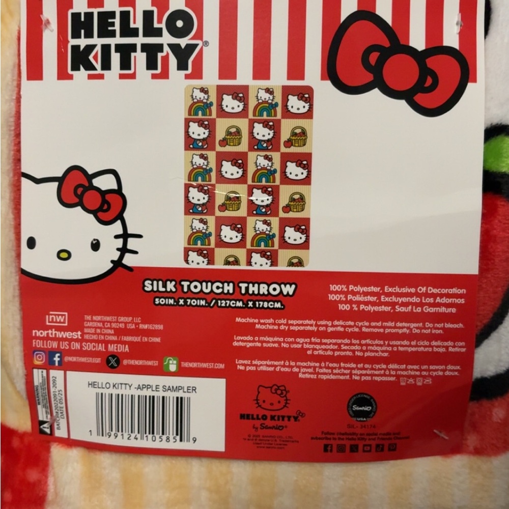 Hello Kitty Red and White Silk Touch Blanket